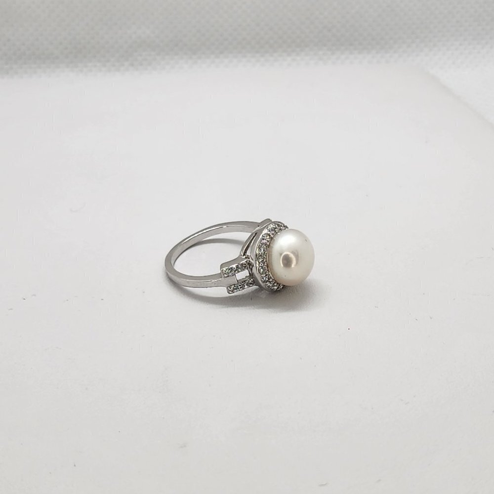 Brand New Sterling Silver 925 Pearl Round Ring - Picture 5 of 6